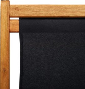 vidaXL Σεζλόνγκ Πτυσσόμενη Μαύρη από Ξύλο Ευκαλύπτου / Ύφασμα