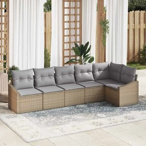 vidaXL Σετ Καναπέ με μαξιλάρι 6 pcs Μπεζ συνθετικό ρατάν