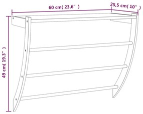 vidaXL Κρεμάστρα για Πετσέτες 60x25,5x49 εκ. από Μασίφ Ξύλο Καρυδιάς