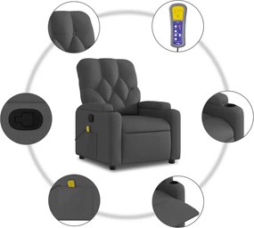 vidaXL Πολυθρόνα Μασάζ Ανακλινόμενη Σκούρο Γκρι Υφασμάτινη
