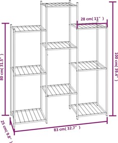 vidaXL Βάση Λουλουδιών Μαύρη 83 x 25 x 100 εκ. Σιδερένια