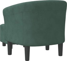 vidaXL Πολυθρόνα Μπάρελ με Υποπόδιο Σκούρο Πράσινο Βελούδινη