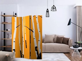 Διαχωριστικό με 3 τμήματα - Birches on the orange background [Room Dividers]