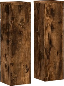 vidaXL Βάσεις Φυτών 2Τεμ. Καπνιστή Δρυς 17x17x60εκ. Επεξεργασμένο Ξύλο