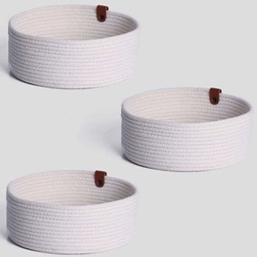 Καλάθια Αποθήκευσης (Σετ 3Τμχ) 171JTR1195 25x25x10cm Ecru Aberto Design Cotton