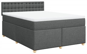 vidaXL Κρεβάτι Boxspring με Στρώμα Σκούρο Γκρι 160x200 εκ Υφασμάτινο