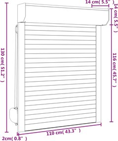 vidaXL Ρολό εισόδου Λευκός 110 x 130 cm Αλουμίνιο και Πολυουρεθάνη