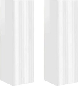 vidaXL Ντουλάπι Τηλεόρασης Τοίχου Επιτοίχιο 2 pcs Λαμπερό Λευκό