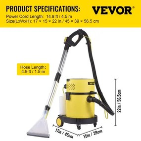 VEVOR Wet Dry Vacuum Cleaner, 5.3 Gallon 2 Peak HP, 4-in-1 Portable Shop Vacuum w/ Blow &amp; Spray Function, Remote Control, HEPA &amp; Sponge Filtration, 5 Brush for Household, Car