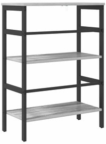 vidaXL Ράφι Βιβλίων Γκρίζο Σονομα 60 x 29,5 x 81 εκ Επεξεργασμένο ξύλο