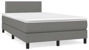 vidaXL Κρεβάτι Boxspring με Στρώμα & LED Σκ.Γκρι 120x190εκ. Υφασμάτινο