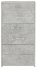vidaXL Συρταριέρα με 6 Συρτάρια Γκρι Σκυροδ. 50x34x96 εκ. Επεξ. Ξύλο