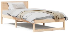 vidaXL Σκελετός Κρεβατιού Καφέ 90 x 190 cm Μασίφ ξύλο πεύκου