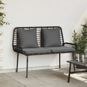 vidaXL Παγκάκι κήπου Μαύρο, Ανθρακί Πολυ rattan, ατσάλι