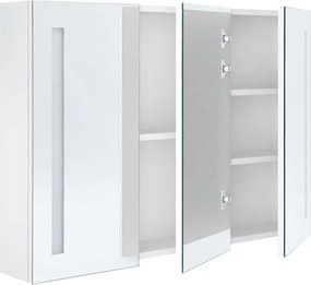 vidaXL Καθρέφτης Μπάνιου με Ντουλάπι &amp; LED Γυαλ. Λευκό 89x14x62 εκ.