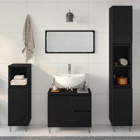 vidaXL Σετ Επίπλων Μπάνιου 3 Τεμαχίων Μαύρη Δρυός Επεξεργασμένο Ξύλο