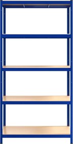 vidaXL Ραφιέρα Γωνιακή 5 Επιπέδων Μπλε από Ατσάλι &amp; Επεξεργασμένο Ξύλο