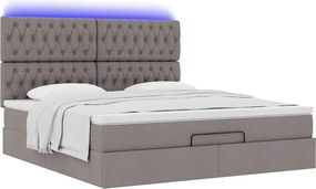 vidaXL Οθωμανικό κρεβάτι με στρώμα &amp; LEDs Taupe 180x200cm ύφασμα