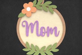 Intra απο ξύλο plywood Χρώμα wenge 3mm-4mm πάχος - Floral Mom Στρογγυλή Κρεμαστή πινακίδα Δίασταση 30x20 cm INTRAFABR-115872380