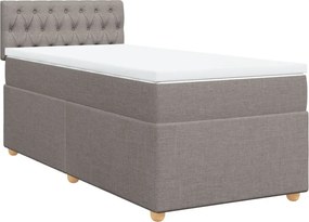 vidaXL Κρεβάτι Boxspring με Στρώμα Taupe 90x200 εκ. Υφασμάτινο
