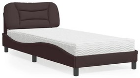 vidaXL Κρεβάτι με Στρώμα Σκούρο Καφέ 80x200 εκ. Υφασμάτινο