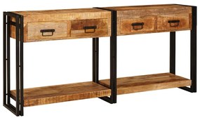 Τραπέζι κονσόλας με συρτάρι 2 pcs Καφέ Στερεό ξύλο μάνγκο