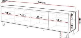 Έπιπλο τηλεόρασης Asti-Leuko - 200.00Χ42.00Χ52.00cm