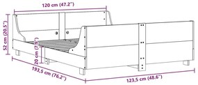 Σκελετός Κρεβατιού Χωρίς Στρώμα 120x190 εκ Μασίφ Ξύλο Πεύκου - Καφέ