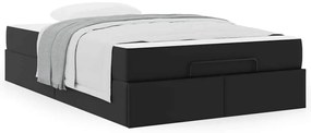 vidaXL Σκελετός κρεβατιού με στρώμα Μαύρο 120 x 190 cm Τεχνητό δέρμα