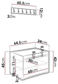 Σετ διαδρόμου Trenton 130, 65x34cm, 16 kg, Πλαστικοποιημένη μοριοσανίδα, Ταπισερί, Τοίχου, Εντοιχισμένη | Epipla1.gr
