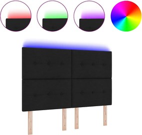 vidaXL LED κεφαλάρι με φώτα λωρίδας LED Μαύρο 160 cm Πολυεστέρας