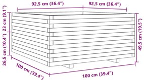 Ζαρντινιέρα Κήπου 100x100x49,5 εκ από Μασίφ Ξύλο Πεύκου - Καφέ