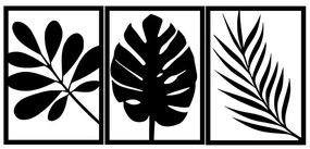 Διακοσμητικό Τοίχου Leaves (Σετ 3Τμχ) 891TNL1907 30x42cm Black Wallity Μέταλλο