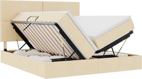 vidaXL Κρεβάτι Αποθήκης με κεφαλάρι Κρέμ 200 x 200 cm Τεχνητό Δέρμα