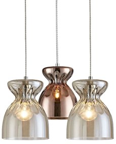 Φωτιστικό Οροφής 77-3718 SE4314-03 Domenico Congac-Copper Glass - Chrome Homelighting Γυαλί