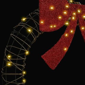 vidaXL Στεφάνι με 60 LED Θερμό λευκό 76 x 76 x 8 εκ Ρατάν