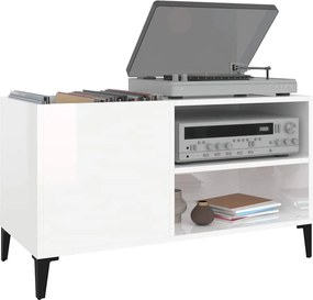 vidaXL Δισκοθήκη Γυαλιστερή Λευκή 84,5x38x48 εκ. Επεξεργασμένο Ξύλο