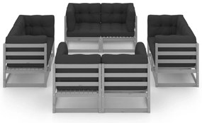 vidaXL Σαλόνι Κήπου Σετ 8 Τεμαχίων από Μασίφ Ξύλο Πεύκου & Μαξιλάρια