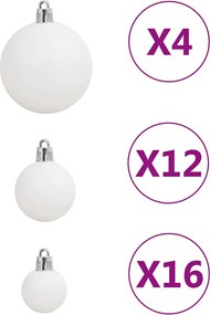 vidaXL Σετ Μπάλες Χριστουγεννιάτικες 111 τεμ. Λευκές από Πολυστυρένιο