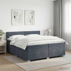 vidaXL Κρεβάτι box spring με στρώμα Σκούρο Γκρι 200 x 200 cm Βελούδο
