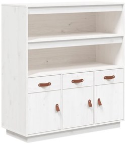 vidaXL Ντουλάπι Ψηλό Λευκό 100x40x108,5 εκ. από Μασίφ Ξύλο Πεύκου