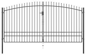 Πόρτα Περίφραξης Διπλή με Λόγχες 400 x 248 εκ. - Μαύρο