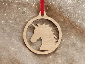 Intra απο ξύλο plywood 3mm-4mm πάχος – Διακοσμητικό Μονόκερος Χριστουγεννιάτικη Μπάλα στολίδι 20x20 cm INTRAVECTRY-MY546498
