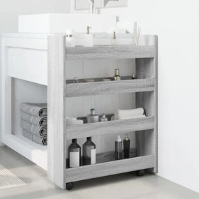 vidaXL Τρόλεϊ Αποθήκευσης Στενό 4 Επιπέδων Γκρι Sonoma Επεξ. Ξύλο