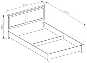 VINCENT Κρεβάτι Υπέρδιπλο Ξύλινο Oak Endgray Untreatad / Dark Concrete με Ορθοπεδικό Τελάρο για Στρώμα 160x200cm