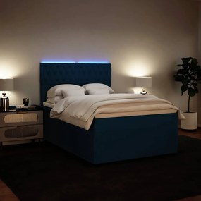 vidaXL Κρεβάτι Boxspring με Στρώμα Μπλε 140x200 εκ. Βελούδινο