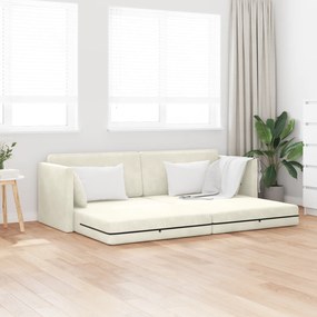 vidaXL Καναπές Κρεβάτι 2 σε 1 Κρεμ 213x144x60 cm Βελούδιο