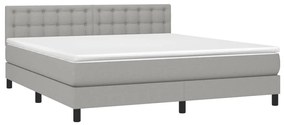 vidaXL Κρεβάτι Boxspring με Στρώμα &amp; LED Αν.Γκρι 180x200 εκ Υφασμάτινο