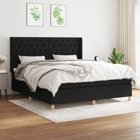 vidaXL Κρεβάτι Boxspring με Στρώμα Μαύρο 160x200 εκ. Υφασμάτινο