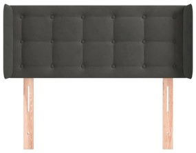 Κεφαλάρι με Πτερύγια Σκούρο Γκρι 83x16x78/88 εκ. Βελούδινο - Γκρι